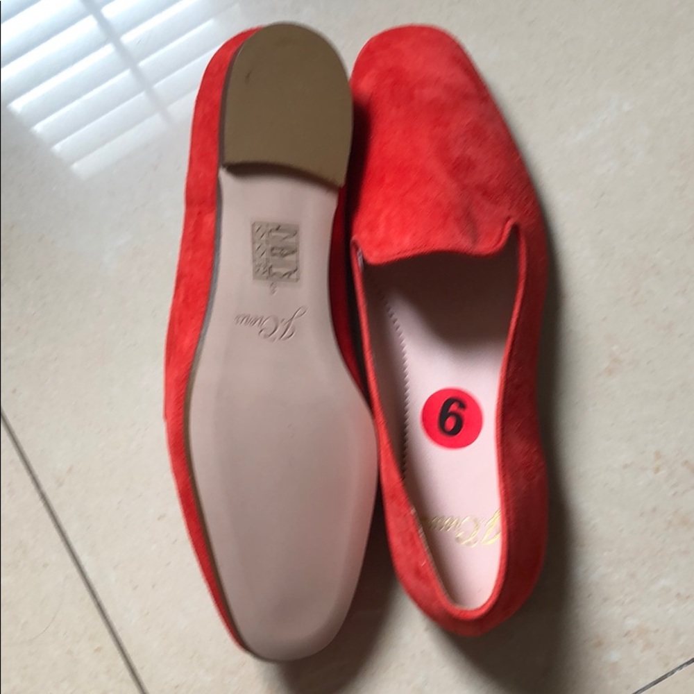 PRICE FIRM $158 J Crew Suede Smoking Flats Coral 6 - Picture 4 of 7